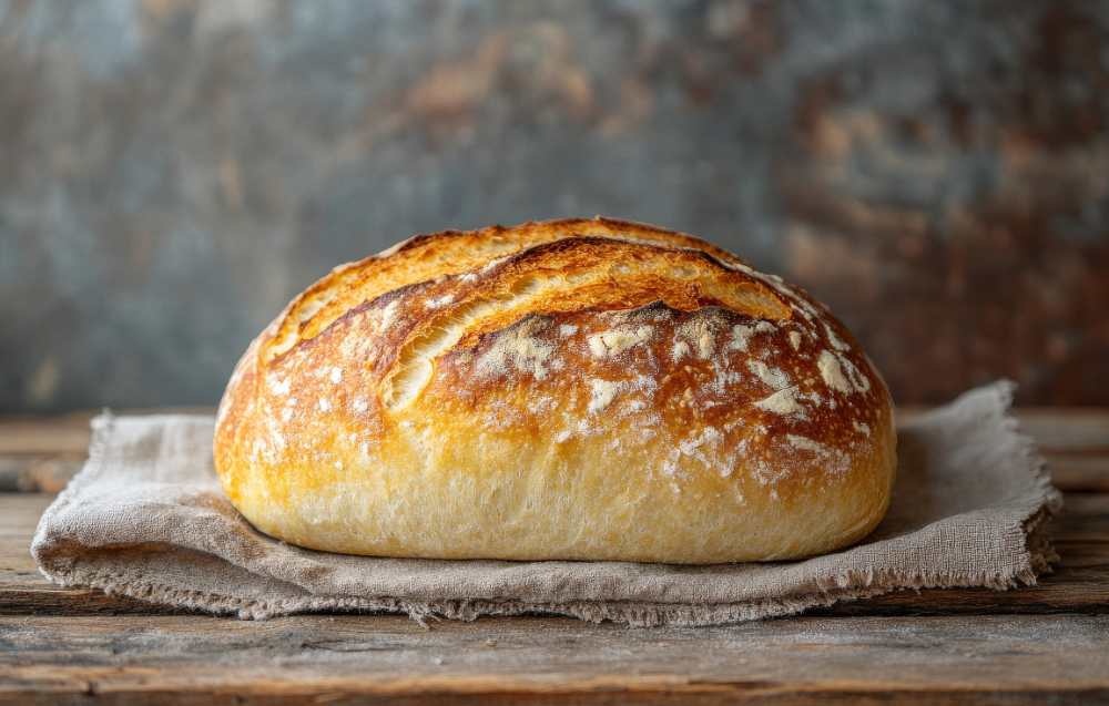 Close-up of artisan Italian bread with a golden crust and airy crumb, contrasted with a soft, uniform slice of white bread.