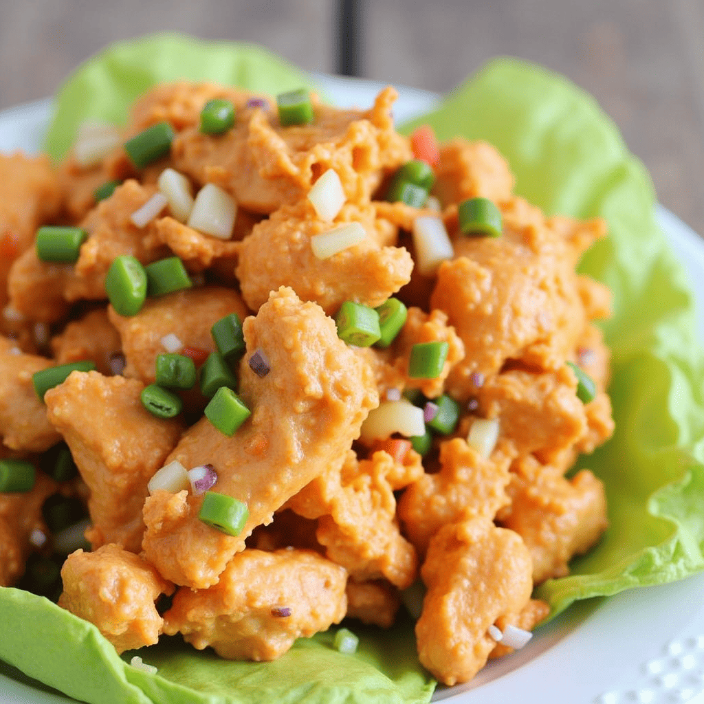 Delicious and healthy buffalo chicken salad recipe with spicy grilled chicken, fresh greens, and creamy dressing