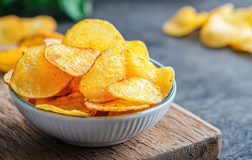 Perfectly fried chips with a golden-brown crunch, revealing the secret of making good chips.