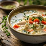 A bowl of homemade soup featuring the secret ingredient in soup visible in the center.