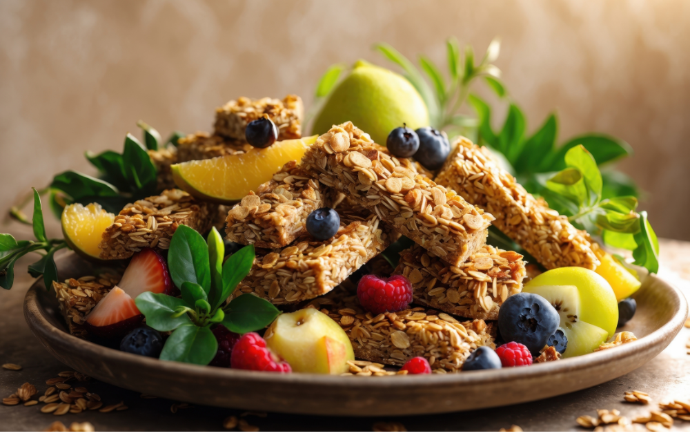 Close-up of delicious plant-based snacks like roasted chickpeas, vegan protein bars, and dairy-free chocolate, showcasing healthy and cruelty-free options.